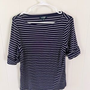 Navy Striped Women's Top